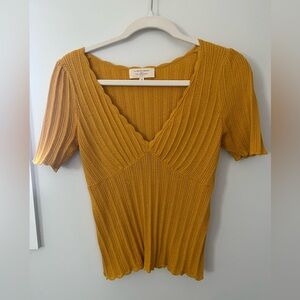 Sezane Mustard Knitted Blouse Sz M